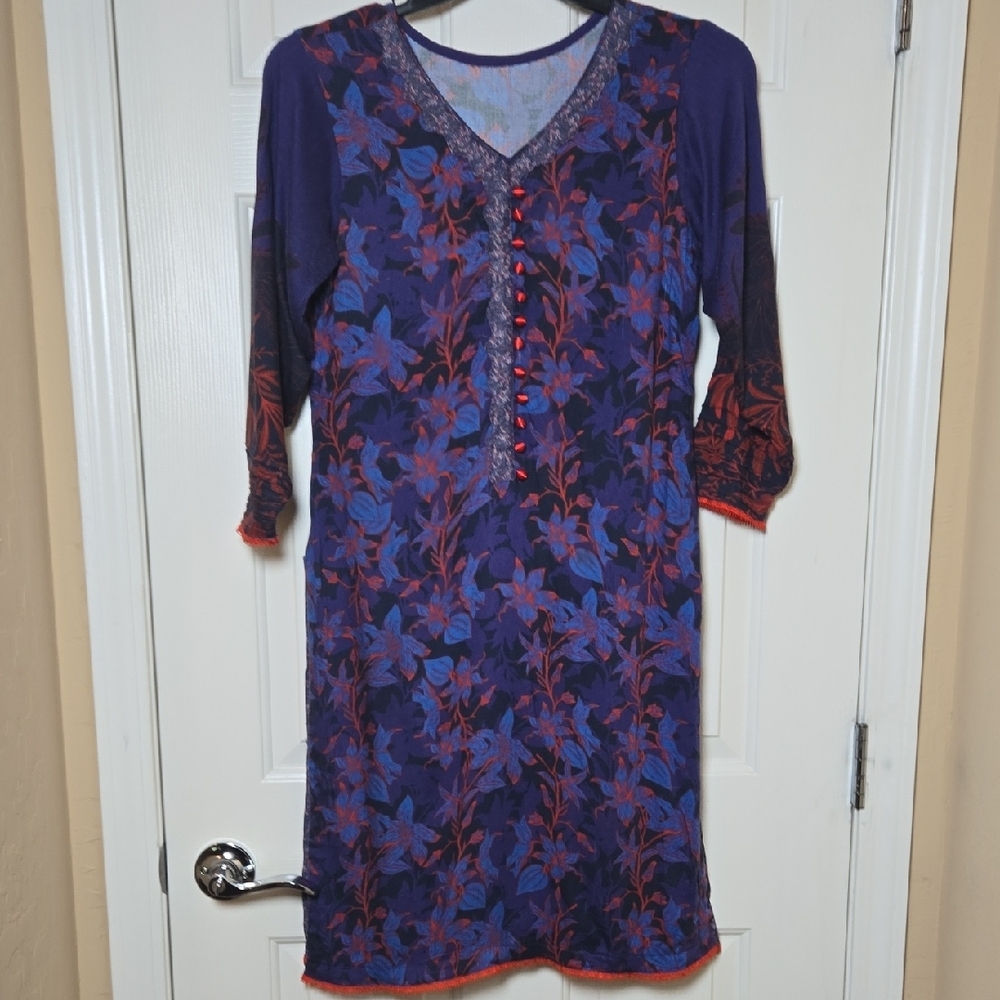 Hand Crafted Beautiful Tunic L Exotic Soft Elegant boho chic WHIMSY Artsy INDO - Picture 3 of 17